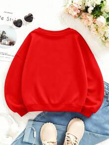 Disney Mickey Mouse Letter Cartoon Pattern Print, Soft And Warm Girl Hoodie, Suitable For Girls' Daily Wear, Family Outings And Other Scenarios. - 紅色 - 查看 2