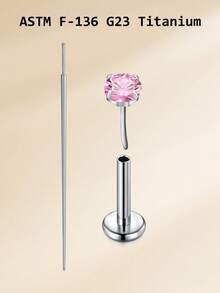 CIZME Piercing de lèvre en alliage de titane G23 sans filetage 20g, anneaux de lèvre avec pierre de CZ incrustée, convient pour le piercing des lèvres et du cartilage de l'oreille, disponible en rose et bleu CZ, unisexe - Argent - Voir 8