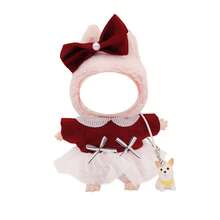 17cm Plush Doll Pendant With Changeable Outfits, Floral Hat & Denim Overalls Series (Doll Not Included) - Multicolor - View 18