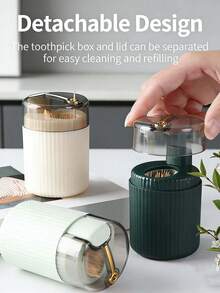 Automatic Pop-Up Toothpick Holder, Luxury Button Toothpick Dispenser, Portable Automatic Toothpick Holder, Home Living Room Toothpick Container, Button Style Automatic Toothpick Storage Box, Suitable For Home, Living Room, Kitchen, Dining Room