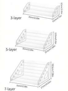 1 pieza Estantería de almacenamiento transparente con estilo de escalera para joyas y cosméticos, soporte de almacenamiento transparente de acrílico multifuncional, adecuado para exhibir perfumes, lápices labiales, esmaltes de uñas, paletas de sombras de ojos, soporte de exhibición multifuncional, accesorios de baño - Blanco transparente - Ver 7