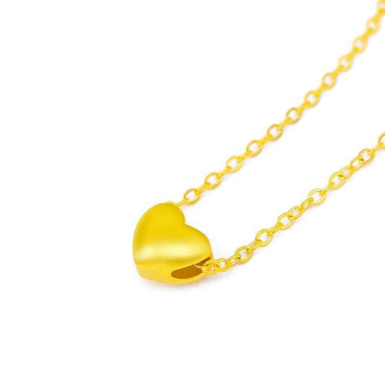 Collar de corazón en forma de corazón de joyería para mujeres chapado en oro, regalo de San Valentín Qixi - oro - Añade 3
