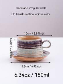 1pc / 2pcs Handmade Ceramic Coffee Cup And Saucer Set (2PCS) - Artisan Pottery Mugs For Tea/Latte (Assorted Glazes) Assorted Unique Glaze Finishes Dishwasher-Friendly Versatile For Coffee/Tea/Latte Scandinavian Afternoon Tea & Breakfast Cups – Back-To-School Season - 彩色 - 查看 18