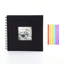 1pc Scrapbook Album, Kraft Paper Scrapbook Album, Suitable For Wedding Guest Book, Anniversary Album, Gift, Graduation Album, Family DIY Scrapbook, Craft Paper DIY, Christmas, Thanksgiving, New Year Gifts - Growth Album (Black) - View 9