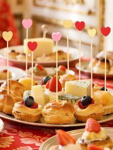 20支/50支装什锦色心形竹签（颜色随机），可爱迷你竹签，适用于开胃菜、小吃、甜点、水果、蔬菜、三明治、奶酪、香肠、派对装饰、迎婴派对、生日、性别揭晓派对、家居装饰、婚礼水果签、情人节、母亲节、毕业典礼、周年纪念日等场合。 - 彩色 - 查看 6