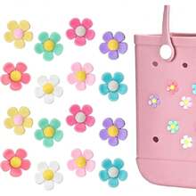 Ella & Ea 16pcs Flower Charm Accessory For Bogg Bags And Simplouthern Totes, Drative Accessories To Customize Your Beach Tote Bag,35436244 - Màu Cam cháy - Xem 1