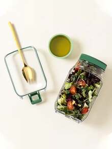 1pc Salad Container, Side-Open, Leak-Proof Lid - Microwave, Dishwasher, Fridge - Sealed Salad Bowl With Dressing Container, Stackable Design, Suitable For Meal Prep, Lunch, Dinner, Office And Travel - Multicolor - View 4