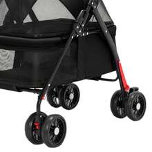 4-Wheel Pet Stroller With Rotating Handle - Foldable, 38 Lbs Max Load For Dogs & Cats - Black - View 5