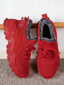 FZY 2026 Winter New Style Snow Boots, Leather-Lined Athletic Shoes - Soft And Warm Knitted Casual Walking Shoes, Lightweight And Slip-Resistant Outdoor Winter Shoes, Suitable For Women's Commuting And Office Wear, Also Essential Boots For Women's Easter Outfits, Comfortable And Versatile Women's Snow Boots For Winter Vacation And Travel, Easter Gift - Winter Women's Tennis Shoes - 紅色 - 查看 7