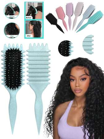 Curling Hair Styling Comb - Anti-Frizz, Smooth Styling Comb Suitable For Curly, Wavy And Spiral Hair, Gentle Teeth, Scalp Massage Function, Lightweight And Portable, Dry And Wet Use, Can Be Blow-Dried, Increase Volume And Define Curls, Suitable For Home, Travel, Salon And Daily Use