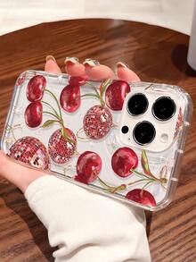 1pc Fashionable & Unique Cherry Lamp Bulb Graphic Shock-Absorbing Cushioned TPU Phone Case, Suitable For IPhone 16 Pro Max/16/16 Pro/16 Plus/15/15 Pro Max/15 Pro/11/12/13/14 Pro Max/11 Pro/11 Pro Max/12 Pro/12 Pro Max/13 Pro/13 Pro Max/14 Pro/14 Pro Max, Soft Case, High-End Creative Design - Multicolor - View 3