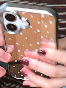 奢华白色星空镜面保护壳，兼容 17 Pro Max、17 Pro、17 Air、17、16、15、14、13、12 Pro Max Plus、11，镜头保护防震后盖 - 鏡面白星星 - 查看 3