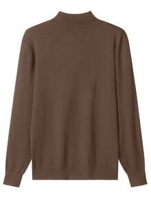 GRDR Men's Regular Fit Long Sleeve Mock Neck Sweater, Versatile For Daily Wear - Brown - View 2