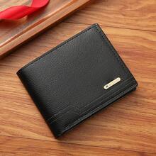 kumim New Men's Wallet Men's Short Wallet Fashion Casual Lychee Pattern Soft Wallet Multi-Card Large Capacity Small Wallet - cà phê - Xem 6
