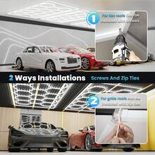 Tube Honeycomb Ceiling Lighting Ultra Bright Hexagon Garage Lights, 720W 86400LM 6500K Hexagon LED Light Garages With Rectangle Frame. 14 Grid Honeycomb Hex Led Lights System, For Garage, Basement, Warehouse, Auto Beauty Shop, Car Detailing Shop - 查看 7