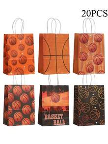 5/12/24 Stücke Basketball Kraftpapier Taschen, Einzelhandelstaschen mit Basketball Muster, Henkel Kraftpapier Einkaufstaschen, geeignet für Geburtstagsdekoration, Partyverpackung, Herrengeschenke, Partyfavors, Club Einkaufstaschen, geeignet für Schulanfangszeit, Sommercamp, Schulöffnungszeit, Sportveranstaltungen - Verschiedenfarbig - Übersicht 11