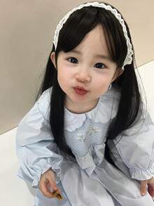 Tóc giả thẳng tổng hợp có mái, dài, mềm mượt, chịu nhiệt, làm bằng máy, kiểu tóc giả nguyên đầu, thích hợp cho cosplay, tiệc tùng, dành cho TRẺ EM GÁI. - màu đen - Xem 7