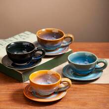 独一无二的手工陶瓷马克杯，釉面开片，质感艺术，适合居家及办公使用，中式健康瓷质咖啡/茶杯，星空图案，用途广泛，可盛装拿铁/卡布奇诺，外观精美。 - 彩色 - 查看 5