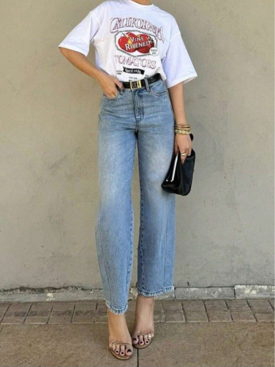 Women's Casual Elegant Fashion Patchwork Skinny 7/8 Length Jeans - Light Wash - View 1