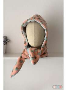 Set 1 pălărie și eșarfă roz cu imprimeu floral drăguț, căciulă mică și caldă pentru femei, iarna - Multicolor - Vizualizare 6