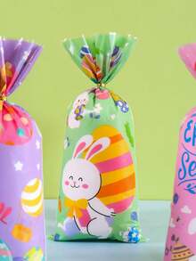 25/50/100 chiếc túi quà bằng nhựa họa tiết thỏ và trứng Phục Sinh, lý tưởng để trang trí lễ Phục Sinh, làm quà tặng tiệc tùng, gói quà, đựng trang sức, đồ dùng cho tiệc mùa xuân/hè. - Nhiều màu - Xem 12
