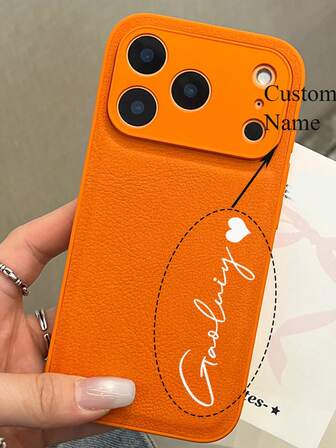 Personligt präglat telefonskal med bokstäver, kompatibelt med 17 Pro Max, 17, 16 Pro Max, 16, 15, 14, 13, 12, 11 Pro Max Plus, 17 Air, konstlädermaterial, stötsäkert skyddsfodral