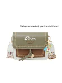 时尚女士包包，多功能新款斜挎包，休闲撞色设计，小方包，宽肩带，适合派对、约会、上学、户外活动，时尚翻盖单肩包，女士搭扣装饰斜挎包，带宽肩带。 - 彩色 - 查看 19