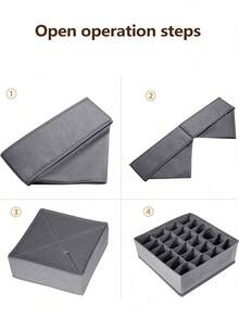 Bộ 4 ngăn kéo đựng đồ gấp gọn, bao gồm giỏ và hộp vải có thể gập lại, ngăn kéo chia ngăn di động để đựng quần áo, đồ lót, áo ngực, cà vạt, phụ kiện, tất, khăn quàng cổ, quần legging, áo phông, quần jean và đồ mùa đông | Lý tưởng để sắp xếp phòng ngủ và nhà cửa (Có thể đựng váy nữ, áo phông trắng, quần đen) - Xám - Xem 7