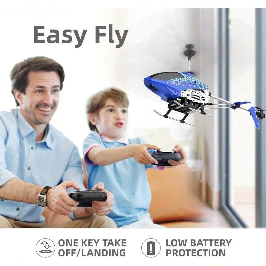 Helicóptero de Control Remoto Mini con Cámara RC para Niños y Adultos - Azul - Ver 1