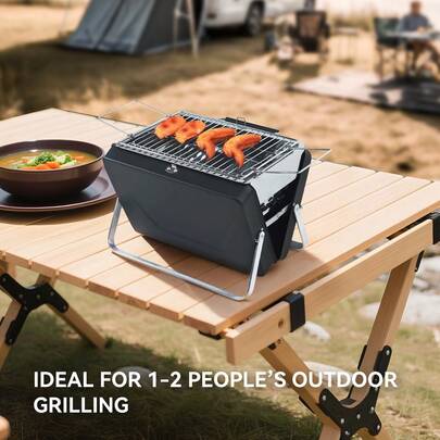 REDSUN Bärbar hopfällbar kolgrill, robust rostfritt stål utomhusgrillställ, hopfällbar grillugn för hem/camping