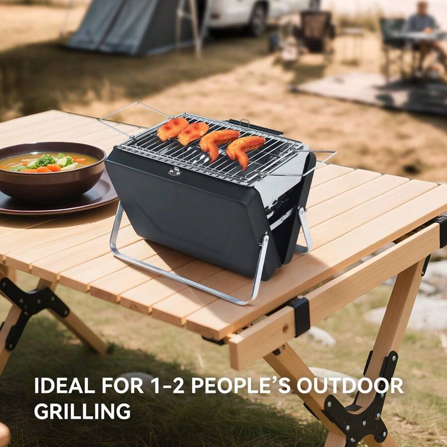 REDSUN Portable Foldable Charcoal Grill, Sturdy Stainless Steel Outdoor BBQ Rack, Folding Home/Camping Barbecue Oven