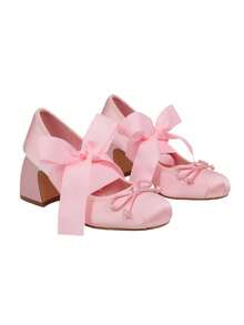 Women's Heel Shoes Women's Platform Heels Shoes Pink Elegant Women Shoes High Heels Pumps Cute Bow High Heels Gothic Heels Closed Toe Heels Chunky Heels Mary Jane Christmas Shoes - 粉色 - 查看 9