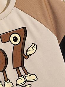 Tween Boy Cartoon Print Round Neck Short Sleeve T-Shirt And Pants Set - Apricot - View 3