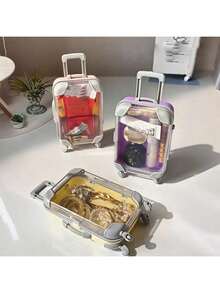 1 chiếc hộp đựng mỹ phẩm mini hình vali cổ điển - Hộp đựng đồ trang điểm dung tích lớn chất lượng cao, thiết kế nắp trong suốt, tay cầm và bánh xe tiện dụng, phù hợp cho du lịch, sử dụng chuyên nghiệp và cá nhân, thiết kế kiểu vali | Chất liệu trong suốt bền chắc, vật dụng cần thiết khi đi du lịch - Nhiều màu - Xem 7