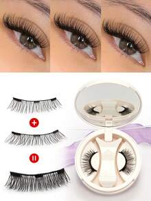 1 Pair Fresh Magnetic Quantum False Eyelashes, Soft & Natural Curling, Easy To Wear Magnetic Lashes - Black - View 7