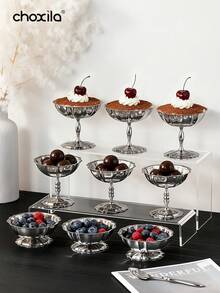 choxila 1个不锈钢莲花形甜点杯，可作零食糖果沙拉碗、烛台、首饰托盘、餐盘 | 适用于家庭、餐厅、宴会、婚礼、斋月、宰牲节等场合 - Cup - 查看 11
