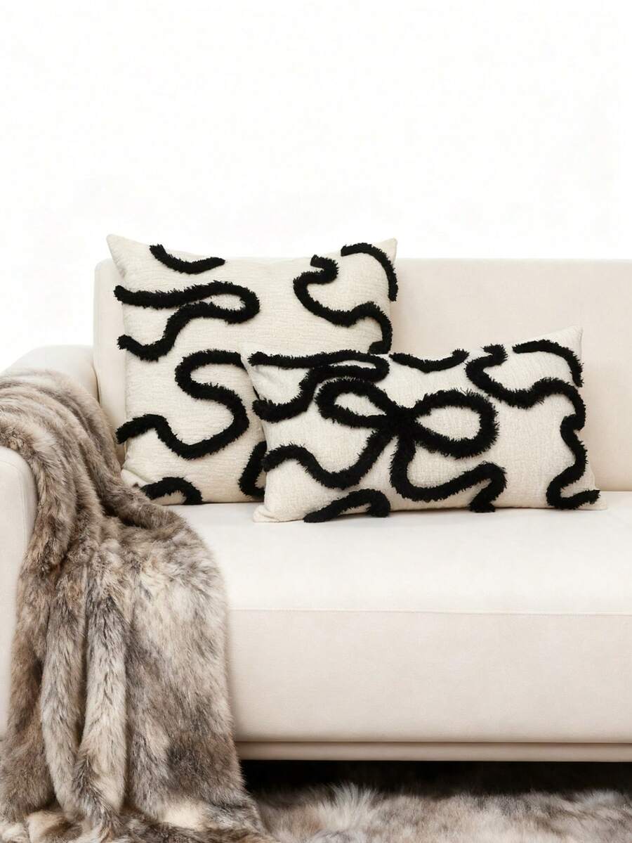 1 chiếc vỏ gối trang trí bằng nhung mềm mại họa tiết bướm, kích thước 45cm*45cm, thích hợp trang trí sofa, giường và phòng ngủ, sử dụng trong nhà và ngoài trời. Không bao gồm ruột gối. - màu đen - Xem 1