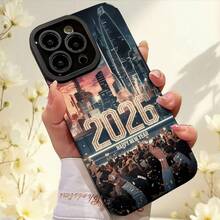 Funda de teléfono de lujo con patrón de escena de celebración del Año Nuevo 2026, elegante y clásica, funda de protección personalizada y creativa, textura vertical en cuero sintético, resistente a las arrugas y al desgaste, estilo neutro, diseño a prueba de golpes y caídas, resistente a las manchas y duradera, adecuada para  17/17 Pro/17 Pro Max/17 Air/ 16/16 Pro/16 Pro Max/16 Plus/ 15/15 Pro Max/15 Pro/15 Plus/ 14/14 Pro/14 Plus/14 Pro Max/ 13/13 Pro/13 Pro Max/12/12 Pro/12 Pro Max/11/11 Pro/11 Pro Max/XR/X/XS/XS Max. Es el regalo de cumpleaños perfecto para novias, novios, esposos, esposas, amigos o para uno mismo, innovador y a la moda, adecuado tanto para hombres como paraEstuche protector de negocios de alta gama, el mejor regalo. - Negro 2524 - Ver 3