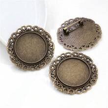 2 buah Pin Bros Ukuran Dalam 25mm Cabochon Alas Kosong Bezel Tray Aksesoris Pembuatan Perhiasan DIY - Alas bros - View 5
