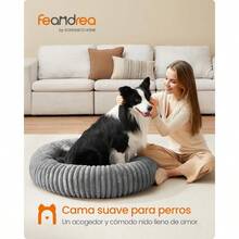 zxr Feandrea Cama para Perros Cama Extra Grande para Gatos 100 cm de Diámetro Cama para Mascotas Cojín Lavable Acolchado Suave Antideslizante Gris Paloma MPGW306GD0189 - XXL100 largo x 100 ancho x 20 alto cm - Ver 3
