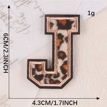A~Z English Alphabet Letters Badge Patches,Leopard Print Applique Embroidery Iron On Stickers For Clothing,DIY Name Garment - Leopard - View 3