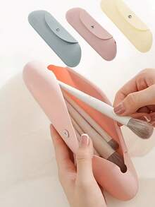 3个装硅胶化妆品收纳袋，防尘化妆刷收纳盒，便携式储物盒，户外旅行化妆品补妆配件袋