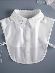 Elegant Women's Detachable Chiffon Hollow Embroidered Fake Collar - Multifunctional Half-Shirt Style Sweatshirt Dress Sweatshirt Blouse Collar, Machine Washable Polyester, Fashionable And Unique - White Fan-shaped Lace Collar - View 14