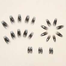 Dark Black Star & Moon Fake Nails  Pattern Fingernails For Daily Use - A356 果凍膠 - 查看 3