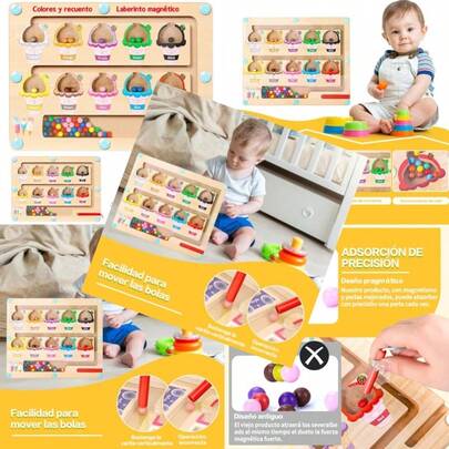 Laberinto Magnetico Montessori Juguetes Montessori Educativo Desarrollo Intelectual para Clasificar Colores y Conteo Juguetes Sensoriales Laberinto Magico Tablero Magnetico Niños Niñas DidacticosConveniente y duradero,Los favoritos de los niños