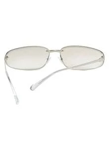 Gafas de moda sin marco ovaladas, estilo retro europeo y americano Y2K, nueva colección 2025 - Plateado - Ver 6