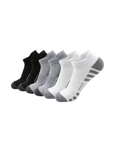 6 pares de calcetines de baloncesto, calcetines cortos que absorben la humedad, calcetines deportivos para hombres, calcetines de malla transpirable en negro, blanco y gris