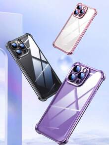 1pc Luxury Electroplate Transparent Phone Case Compatible With IPhone 17/6/7/8/X/XS/XR/11/12/13/14/15/16/16e,Galaxy S22/23/24/25/S24 FE/S25/S26 EDGE, A04/05/06/A07/A17/A14/A15/A16/A24/A25/A34, Redmi Note 9/10/11/12/13 ,Redmi 9/10/12/13C 14C,OPPO,MOTO,Honor X,HW, RENO Realme C53 C55 C61 C63 C65 C75 Pro Max Plus Bumper Shockproof Clear Cover 2 In 1 PC TPU Case - Purple - View 4