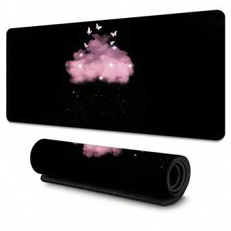 1 pieza Alfombrilla de ratón con mariposa y nube, 2 estilos de alfombrilla de escritorio grande rectangular con bordes cosidos, base de goma impermeable, superficie suave antideslizante para PC, portátil, teclado de computadora, regalo artístico para hombres, mujeres, adolescentes, jugadores, protector de mesa multiusos, decoración de oficina y hogar