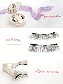 1 Pair Fresh Magnetic Quantum False Eyelashes, Soft & Natural Curling, Easy To Wear Magnetic Lashes - Black - View 4